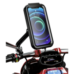 Fully Waterproof Bike | Scooter Mirror Mount Mobile Phone Holder with Fast 15 W Wireless & 20 W USB-C Charger | 360° Rotation Ideal for Maps and GPS Navigation