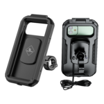 Fully Waterproof Bike | Scooter Handlebar Mobile Phone Mount Holder with Fast 15 W Wireless & 20 W USB-C Charger & 360° Rotation Ideal for Maps and GPS Navigation