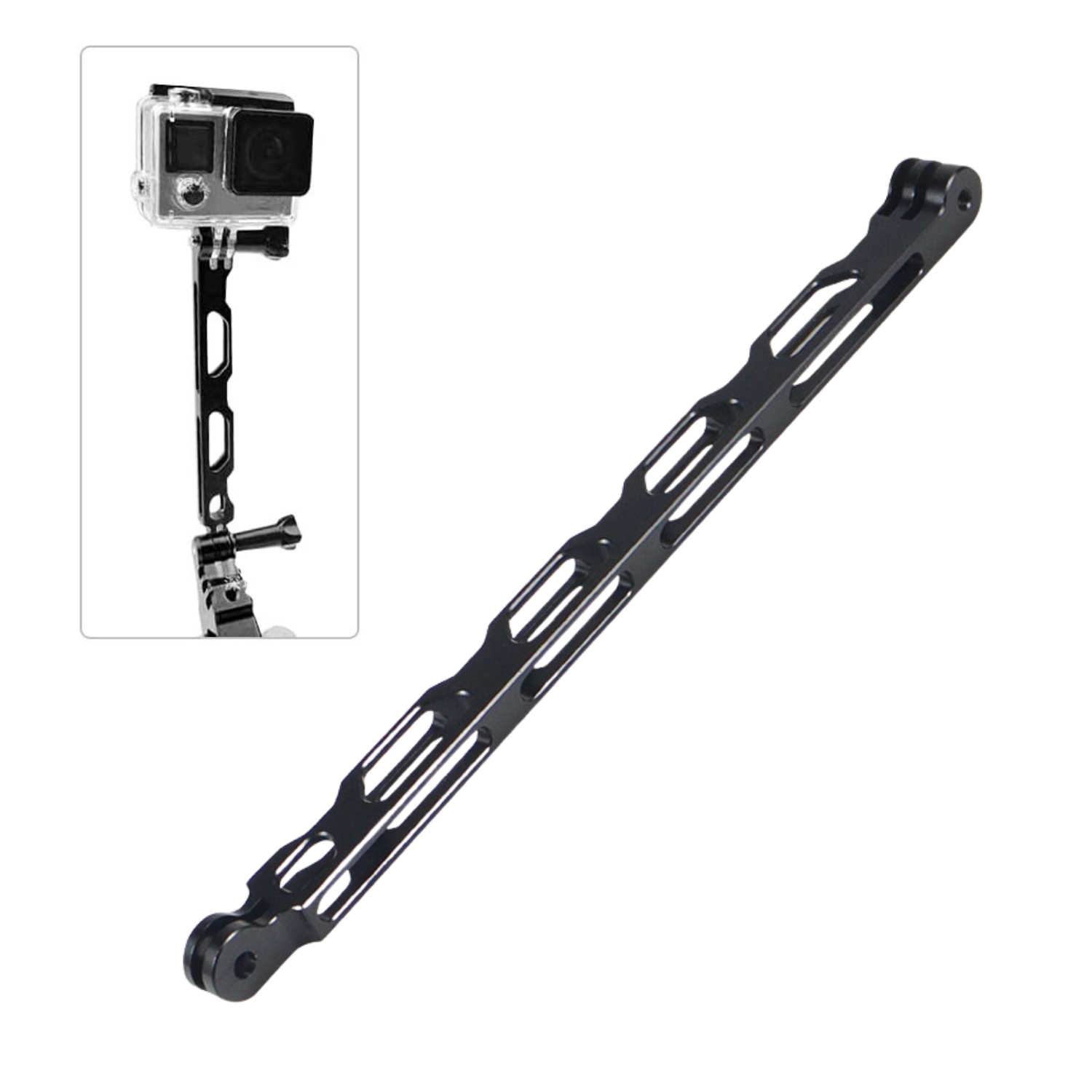 Aluminium Alloy Extension Arm Rod for GoPro(25 CM, Black)